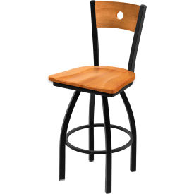 830 Voltaire 30" Swivel Counter Stool, Medium Maple Seat, Black Wrinkle Finish