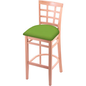 30" Bar Stool, Canter Kiwi Green Seat, Natural Finish