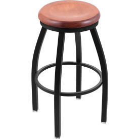 30" Swivel Bar Stool, Medium Maple Seat, Black Wrinkle Finish