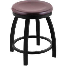 18" Swivel Vanity Stool, Dark Cherry Maple Seat, Black Wrinkle Finish