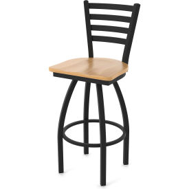 410 Jackie 30" Swivel Bar Stool, Natural Maple Seat, Black Wrinkle Finish
