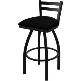 30" Low Back Swivel Bar Stool, Black Vinyl Seat, Black Wrinkle Finish