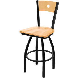 830 Voltaire 30" Swivel Counter Stool, Natural Maple Seat, Black Wrinkle Finish