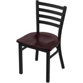400 Jackie Dining Chair, Dark Cherry Maple Seat, Black Wrinkle Finish