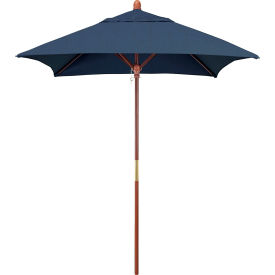 Grove 6' Square Patio Umbrella, Wood Pole, Sunbrella 1A Spectrum Indigo Fabric