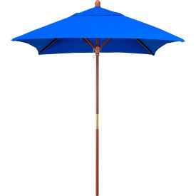 6' Square Patio Umbrella, Wood Pole, Sunbrella 1A Pacific Blue Fabric