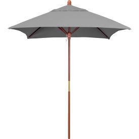 Grove 6' Square Patio Umbrella, Wood Pole, Sunbrella 1A Granite Fabric