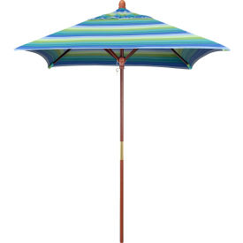Grove 6' Square Patio Umbrella, Wood Pole, Sunbrella 2A Henna Fabric