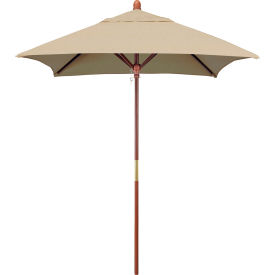Grove 6' Square Patio Umbrella, Wood Pole, Sunbrella 1A Antique Beige Fabric