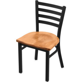 400 Jackie Dining Chair, Medium Maple Seat, Black Wrinkle Finish
