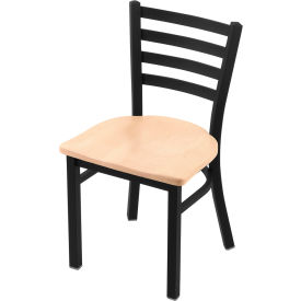 400 Jackie Dining Chair, Natural Maple Seat, Black Wrinkle Finish
