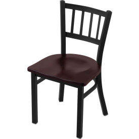 610 Contessa Dining Chair, Dark Cherry Maple Seat, Black Wrinkle Finish