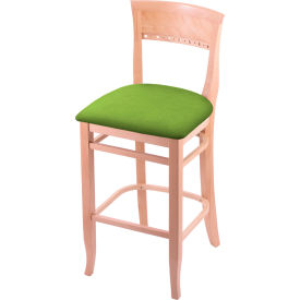 30" Bar Stool, Canter Kiwi Green Seat, Natural Finish