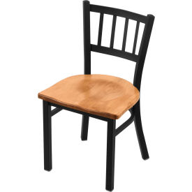 Contessa Dining Chair, Medium Maple Seat, Black Wrinkle Finish