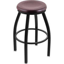 25" Swivel Counter Stool, Dark Cherry Maple Seat, Black Finish