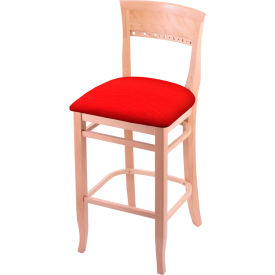 30" Bar Stool, Canter Red Seat, Natural Finish