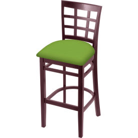 30" Bar Stool, Canter Kiwi Green Seat, Dark Cherry Finish
