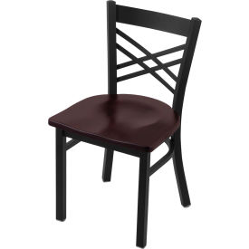 620 Catalina Dining Chair, Dark Cherry Maple Seat, Black Wrinkle Finish