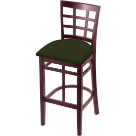 30" Bar Stool, Canter Red Seat, Dark Cherry Finish