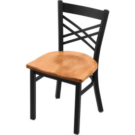 620 Catalina Dining Chair, Medium Maple Seat, Black Wrinkle Finish