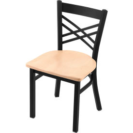 620 Catalina Dining Chair, Natural Maple Seat, Black Wrinkle Finish