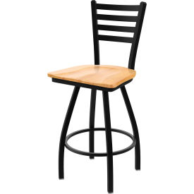 XL 410 Jackie 30" Swivel Bar Stool, Natural Maple Seat, Black Wrinkle Finish