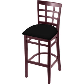 30" Bar Stool, Black Vinyl Seat, Dark Cherry Finish