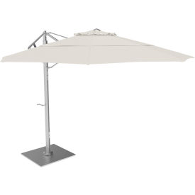 California Umbrella 11' Cantilever Umbrella, Silver Frame, Sunbrella White Fabric
