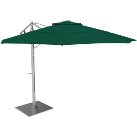 California Umbrella 11' Cantilever Umbrella, Silver Frame, Sunbrella Forest Green Fabric