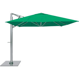 10' x 10' Cantilever Umbrella, Silver Frame, Sunbrella Erin Green Fabric