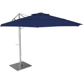 11' Cantilever Umbrella, Silver Frame, Sunbrella Marine Blue Fabric