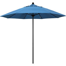 Venture 9' Patio Umbrella, Black Pole, Olefin Frost Blue Fabric