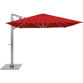 10' x 10' Cantilever Umbrella, Silver Frame, Sunbrella Jockey Red Fabric