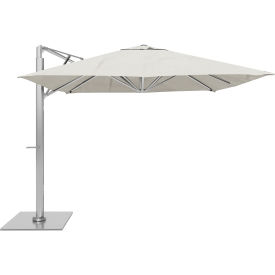 Sola 10' x 10' Cantilever Umbrella, Silver Frame, Sunbrella Natural Fabric