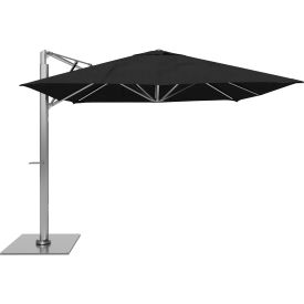 California Umbrella 10' x 10' Cantilever Umbrella, Silver Frame, Sunbrella Black Fabric