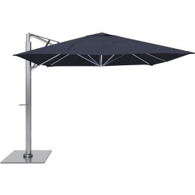 California Umbrella 10' x 10' Cantilever Umbrella, Silver Frame, Sunbrella Navy Fabric
