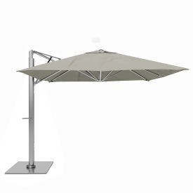 Sola 10' x 10' Cantilever Umbrella, Silver Frame, Sunbrella Cadet Gray Fabric