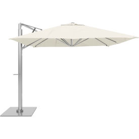 10' x 10' Cantilever Umbrella, Silver Frame, Sunbrella White Fabric