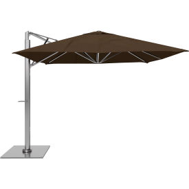 California Umbrella Sola 10' x 10' Cantilever Umbrella, Silver Frame, Sunbrella True Brown Fabric