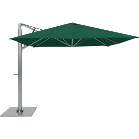 10' x 10' Cantilever Umbrella, Silver Frame, Sunbrella Forest Green Fabric