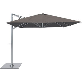 Sola 10' x 10' Cantilever Umbrella, Silver Frame, Sunbrella Charcoal Gray Fabric
