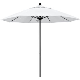 9' Patio Umbrella, Black Pole, Olefin White Fabric