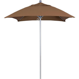 6' Patio Umbrella, Silver Pole, Sunbrella 1A Cocoa Fabric