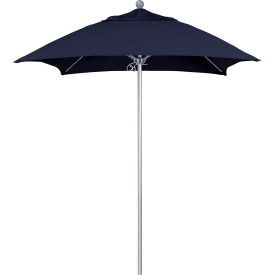 6' Patio Umbrella, Silver Pole, Sunbrella Navy Fabric
