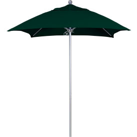 Venture 6' Patio Umbrella, Silver Pole, Sunbrella 1A Forest Green Fabric