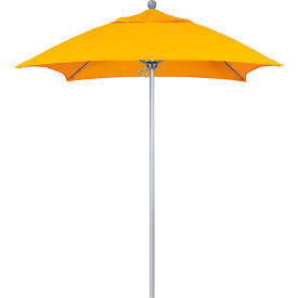 Venture 6' Patio Umbrella, Silver Pole, Sunbrella 1A Sunflower Yellow Fabric