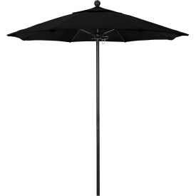 California Umbrella Venture 7-1/2' Patio Umbrella, Black Pole, Olefin Black Fabric