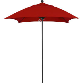 6' Patio Umbrella, Black Pole, Sunbrella 1A Jockey Red Fabric