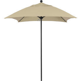 6' Patio Umbrella, Black Pole, Sunbrella 1A Antique Beige Fabric