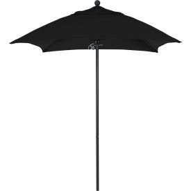 6' Patio Umbrella, Black Pole, Sunbrella 1A Black Fabric